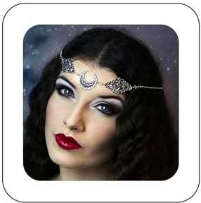 Inilbran Boho Mond Kopfkette Vintage Mondsichel Haarkette Silber Filigran Mond Kopfschmuck Hohlmond Stirnband Stirnband Kostüm Haarschmuck Für Frauen