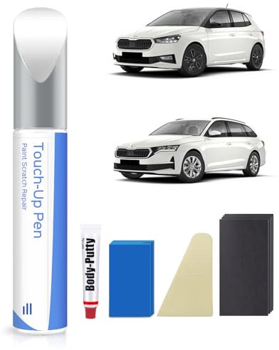 9P9P/ F9E Candy Weiss Lackstift Kit Kompatibel mit Skoda Exakte Übereinstimmung für Chips und Kratzer