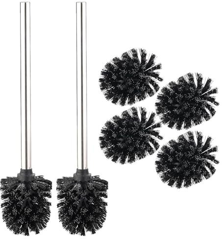 BadeStern Klobürste Wandmontage: 2er-Set WC-Bürsten mit Edelstahl-Stiel und 3 Aufsätzen mit Ø 7,5 cm (WC Ersatzbürsten mit Stielen, Garnitur zur Wandmontage, Wandhalterung)