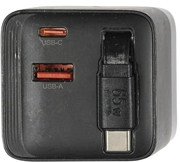 Be Mix Adaptateur Secteur USB et Type-C 65W Charge Rapide Compact Noir | Charge rapide 65W, ports USB et Type-C, compatibilité Apple Android, compact, voyage, protections sécurité, noir