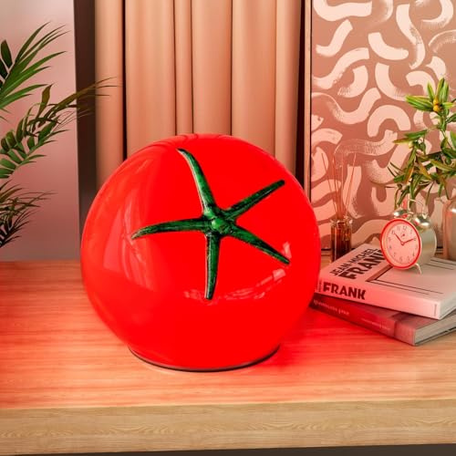 Tomate Tischlampe Orange Tomato Lamp LED Tischleuchte Dimmbar Nachttischlampe mit Kabel 3000K-6000K Glas Obst Nachtlicht Ästhetisch Tisch Lampe Deko für Wohnzimmer Schlafzimmer Party, 3LIGHTCOLORS