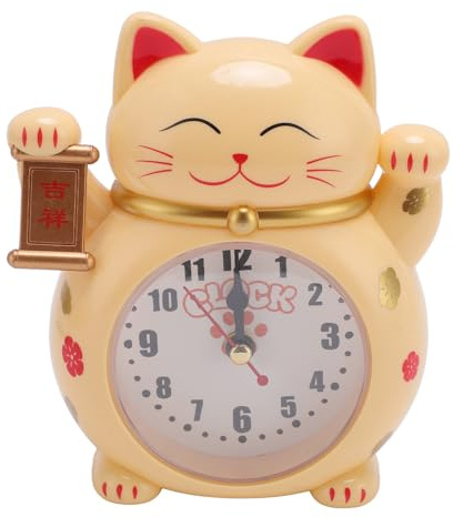 ZPSHYD Lucky Cat Clock Genaue Plastik Niedlicher Cartoon Good Lucky Cat Weck (YF2025D)