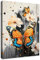 WENGTIAO Bunte Schmetterlinge Leinwand Bilder Kunstdrucke Gerahmte Bild Aesthetic Vintage Blumen Malerei auf Leinwand Modern Wohnzimmer Schlafzimmer Wanddeko 30x40 cm