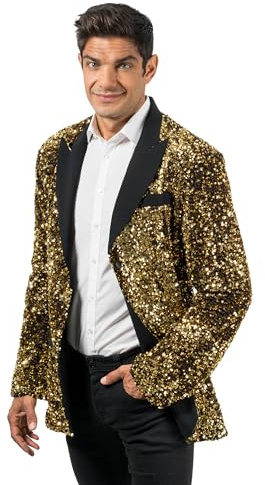 Chaks Herren Jackett Jackett (1er Pack) | Festival und Karneval Outfit, Paillettenjacke für Damen und Herren, Silvester, Bühne und Mottoparty
