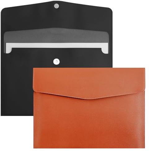 HENGBIRD Lot de 2 porte-documents A4 en cuir avec fermeture magnétique, grande capacité, idéal comme porte-documents, porte-documents, porte-documents pour le travail, l'école, les voyages, les