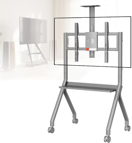 Interaktiver Whiteboard-Ständer mit feststellbaren Rädern, für 42-75 Zoll/55-100 Zoll Bildschirme, unterstützt 80kg/120 kg für den Einsatz im Büro, im Klassenzimmer,Grey-55-100inch