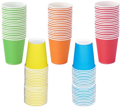 Yeqqzq 100 Pack Colorful Paper Cups, DIY Paper Cups, Party Cups, Drinking Cups for Party, DIY and Holiday