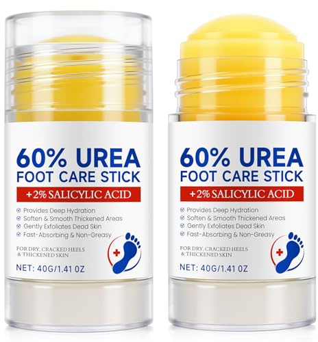 60% Urea Fußpflegestift - Behandlung von rissigen Fersen und Hornhaut, 2% Salicylsäure-Peeling-Balsam, schnell einziehende Feuchtigkeitscreme für trockene Füße 2pcs