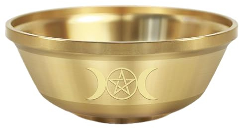 Mwqpgyh Ciotola per sacrificio per altare | Tripla luna decorazione per la casa, piccola ciotola in metallo cristallo – per affumicare, meditazione, yoga, consapevolezza pratica