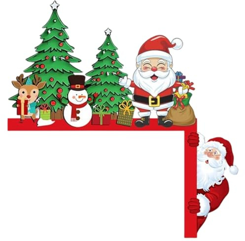 DOKRIN Decoración original para navidad,Set de 2 letreros navideños para la esquina de la puerta, adornos navideños de madera para interiores y esquinas de puertas