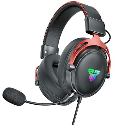 FANTECH Cruze 7.1 Gaming Headset, Over-Ear USB Wired, 53mm Drivers, RGB LED, Black and Red, 7.1 Surround Sound for PC Gaming