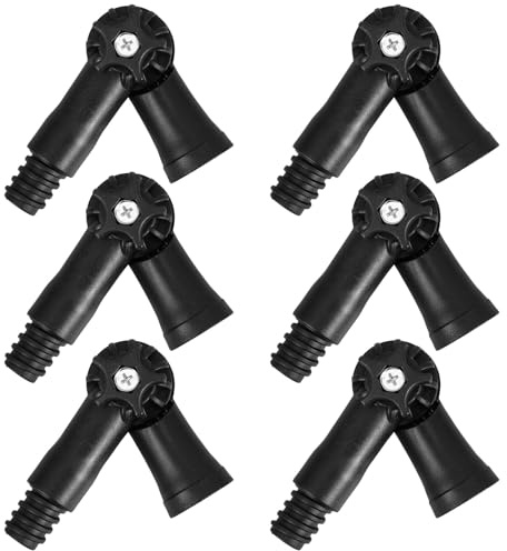 MUCKLILY 6 Stück Drehbarer Winkeladapter für Teleskopstangen aus Robustem Material Schwarzer Gewindeadapter 0,7 Zoll Verstellbar für Fensterreinigung Mopp Farbstielverlängerung