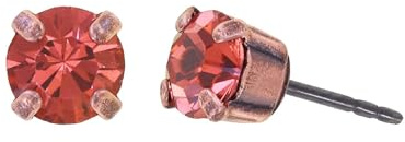 Konplott: Ohrstecker Black Jack, klassische runde Kristallohrstecker in Krappenfassung, für Damen/Frauen (coralline)
