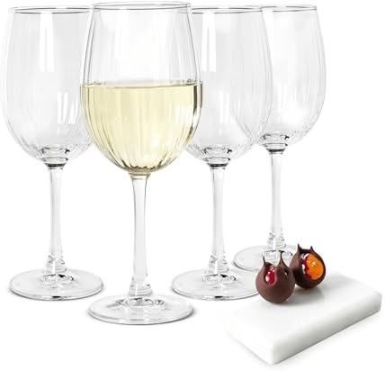 Sendez 4er Set Weingläser 460 ml – Elegante geriffelte Gläser, hochwertiges Glas, spülmaschinengeeignet – Perfekt für Rotwein, Weißwein & stilvolle Anlässe