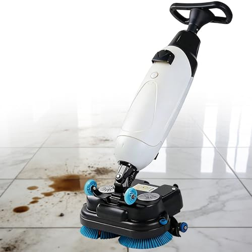 QJJML Autolaveuse À Batterie, Machine De Nettoyage De Sols Commerciale Autoportée De 43 Cm (17 Pouces), 3 en 1 (Nettoyage, Lavage, Séchage), Batterie Rechargeable 36 V/10 Ah White