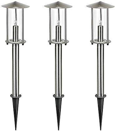 Dapo® 3x LED-Außen-Garten-Wege-Leuchte-Lampe VICO3 mit Erdspieß IP44 3er Set inklusive Leuchtmitte G4 LED 3x 1,5W