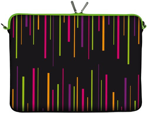 Digittrade LS129-15 Colours Designer Notebooktasche 15,6 Zoll (39,1 cm) aus Neopren Notebook-Hülle Sleeve Tasche Schutzhülle Cover schwarz lila-grün