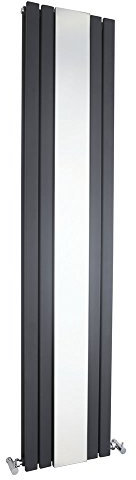 Hudson Reed HLA84 Sloane | | Modern Bathroom Vertical Designer Double Panel Radiator with Mirror, 1800mm x 381mm, Anthracite