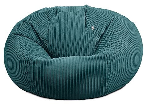 rucomfy Beanbags Jumbo Corduroy Huge Adult Bean Bag Chair. Extra Large Living Room Lounger. 125 (H) cm x 120 (W) cm (Teal, Beanbag Only)