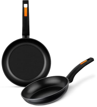 MONIX Fuego | Set sartenes 20-24 cm, aluminio forjado, antiadherente bicapa, sin PFOA, mango baquelita, apta para todo tipo de cocinas incluida inducción