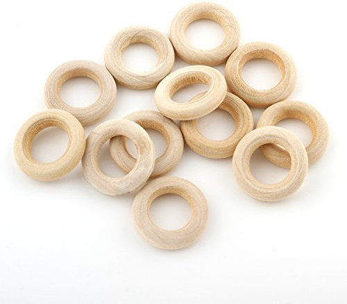 Perlin Holzring, Ø 25mm Holzringe Schmuck, 40stk Unvollendete glatten Holz Hoop Gardinenringe für Gardinen, Vorhangringe, Ringe aus Holz H162