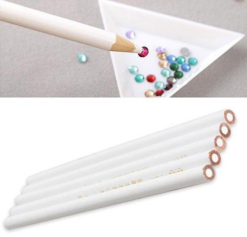 Brussels08 5 Pcs Nail Art Rhinestones Gems Bead Picking Pencil Pick Up Pen Rhinestones Gem Picker Self Adhesive Applicator for Nail Studs, Gems, Crystal, Jewel, Diamond, Stones Random