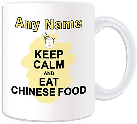 UNIGIFT Mug personnalisable « Keep Calm Eat » (motif alimentaire) avec message unique – Affiche de transport pour fête de régime alimentaire gateau au chocolat, frites de fruits, crème végétarienne