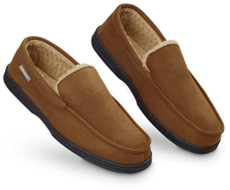 Dunlop Zapatillas Casa Hombre | Pantuflas Estilo Mocasines Cerradas | Zapatillas de Casa Invierno Calientes Suela de Goma Dura | Regalos Originales para Hombre ( 12 UK 46 EU, Marrón Talla Fabricante)