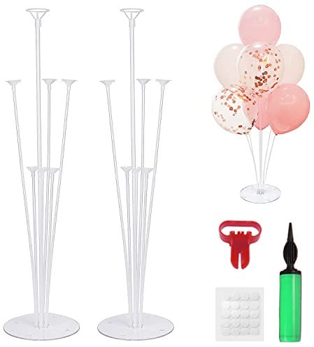 BEHOSE - Supporto per palloncino da tavolo (2 porta palloncini, 1 palloncino, 1 palloncino), supporto trasparente per palloncini, decorazione per feste, matrimoni, compleanni, Natale, anniversario