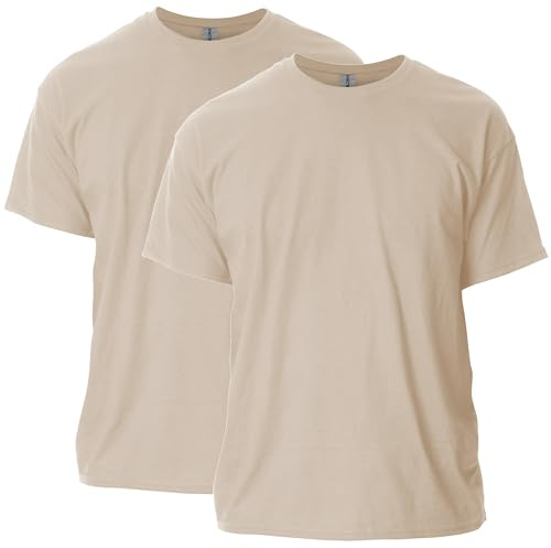 Gildan Unisex-Adult Ultra Cotton T-Shirt, Style G2000, Multipack, Sand (2-Pack), L