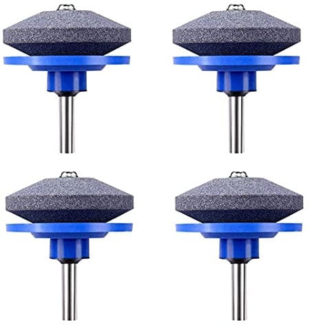 Affilacoltelli per Tosaerba,4 PCS Affilatrice Testa Universale Affilacoltelli Multifunzione per Smerigliatrice da Giardino Pietra per Trapano Elettrico Kit di Riparazione per Trapano a Mano