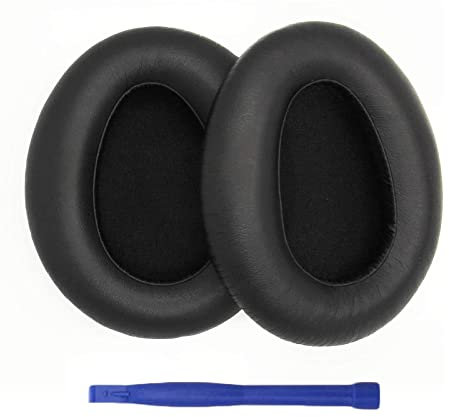 Aiivioll 1 Paar MDR-10R Ohrpolster Kompatibel mit Sony MDR-10RBT/MDR-10RNC/MDR-10R Kopfhörer, Protein Leder & Memory Foam Ohrpolster(Schwarz)
