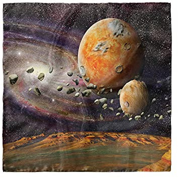 ABAKUHAUS Galaxis Kopftuch, Universum Raum Planeten, Haarwickel, 53 cm x 53 cm, grün, Lila,