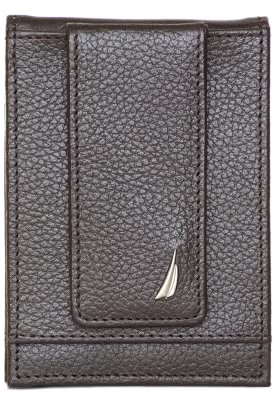 Nautica Herren-Geldbörse aus echtem Leder mit Fronttasche, RFID-Geldbörse (erhältlich in glatter oder Kieselstein-Narbung), J-Klasse - Braun, Einheitsgröße