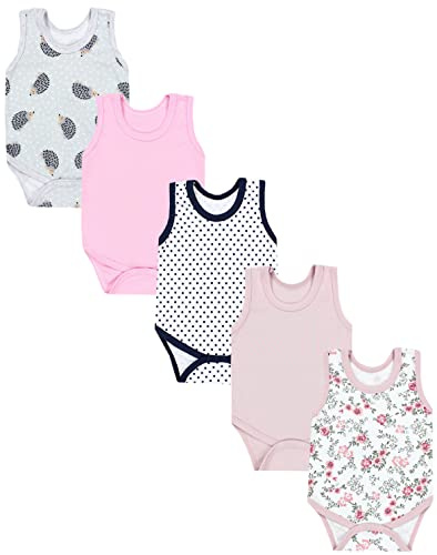 TupTam Baby Body Mädchen 5er Pack – Ärmelloser Body Baby aus Baumwolle, Ideal als Unterwäsche oder im Sommer, Farbe: Farbenmix 9, Größe: 116