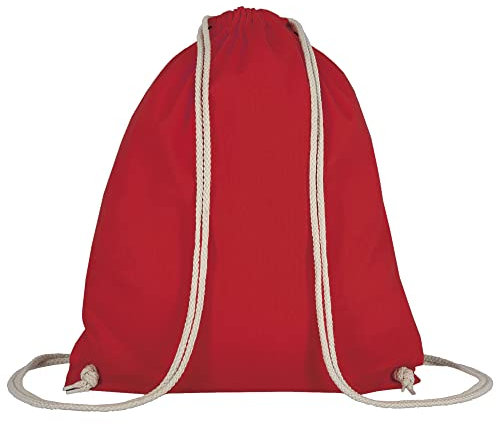 Veproli Baumwoll Turnbeutel Sportbeutel Zuziehbeutel Gymsack Sack Jute Schule Rucksack (Rot)
