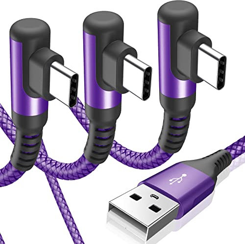 Cable USB C 3.1 A [3 unidades, 3 m+2 m+1 m], carga rápida, ángulo de carga USB C de nailon tipo C para Samsung Galaxy S22 S21 S20 S10 S9 S8 Plus/Ultra/FE, Note 20/10/9, M31/M30s/M20
