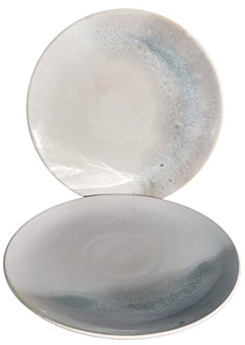 PintoCer - 2 x Platos Llanos Grandes de Ceramica de Gres, 29 cm, Platos de Cena, Apto para lavavajillas y microondas