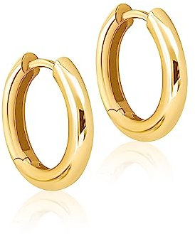 Mary & Jules Ohrringe Gold Creolen aus recyceltem Silber, 925 Sterling Silber vergoldet, Creolen Gold für Frauen und Mädchen, goldene Ohrringe Damen, Echtschmuck