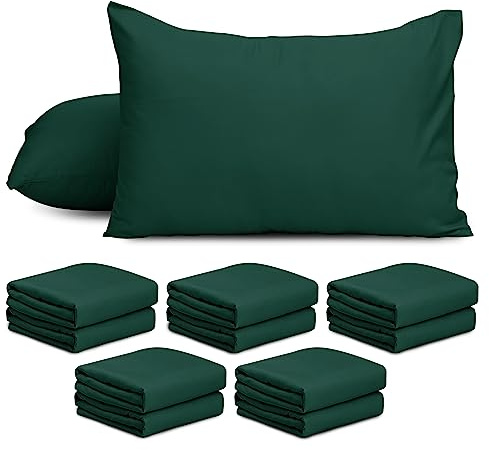 AMEHA 10 Pack Pillowcases (Pillows Not Included) – Super Soft Brushed Microfiber Standard Size Emerald Green Pillow Cases | Hotel Quality Pillow Covers, (50 X 75 cm)