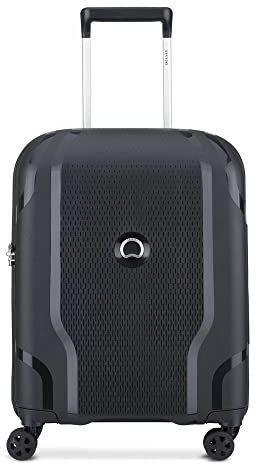DELSEY PARIS - Clavel – Hartschalenkoffer Slim Recycling Material recycelt und recycelbar – 55 x 40 x 20 cm – 35 Liter – XS – Schwarz, Schwarz, XS, Schlanker Hartschalenkoffer mit drehbaren Rädern