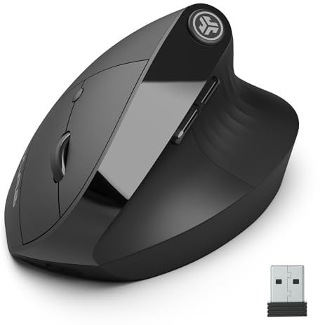 JLab JBuds Ergonomische Wireless Mouse, Verbindung über Bluetooth oder USB für mehrere Geräte, vertikale Maus kabellos, Silent Mouse, wiederaufladbare Funkmaus für Laptop, PC, Tablet, Windows/Mac