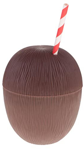 Tiuimk PVC Kokosnuss Ananas Trinkbecher & Strohhalm Hawaiian Luau Tropical Party Braun