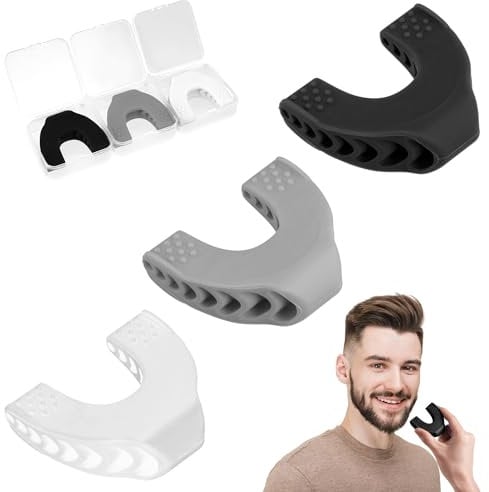 3pcs Silicone Jaw Exerciser for Men & Women, 3 Resistance Level Jawline Trainer Strengthener & Tighten Facial Muscle Jaw Shaper for Beginner Intermediate Advanced User (Black, White, Grey)