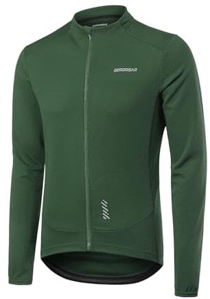 BERGRISAR Herren Fahrradtrikot Radtrikot Langarm für Frühling Herbst Rennrad MTB Mountainbike Trikots, Grün, M