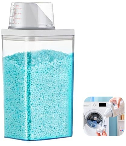 Dispenser Detersivo Lavatrice, 1100 ml, Dispenser per Detersivo Ermetico con Misurino, Dispenser per Ammorbidente, Contenitore Detersivo in Polvere E Liquidi