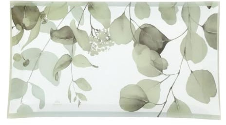 Hervit Piatto Rettangolare Decorativo in Vetro con Fiori Gialli Botanic 20x37 cm