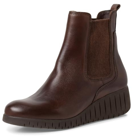 MARCO TOZZI Damen Chelsea Boots aus Leder mit Keilabsatz
