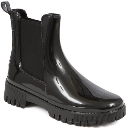 Pavers Women's Ankle Wellington Boots in Black - Stylish Casual Wellies with Elastic Vent - Comfortable Fit Ladies Footwear - Size UK 5 / EU 38