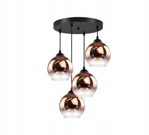 FKL DESIGN Home Deco Deckenlampe Pendellampe Hängelampe Wandlampe Tischlampe Leuchte Pendelleuchte Kugel Schwarz Kupfer Transparent 840